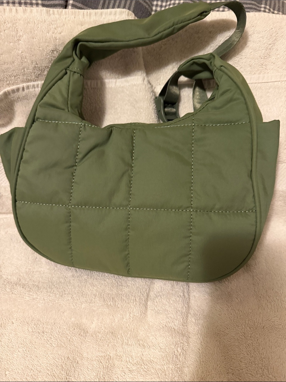 Olive Green Quilted Shoulder Bag